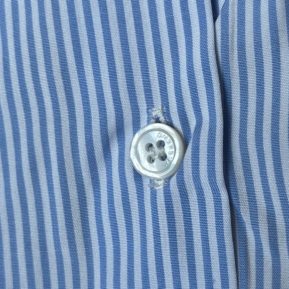 Weeknd Max Mara blue and white striped button down long sleeve blouse sz 14 - Picture 7 of 7